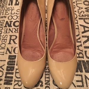Corso Como Beige Patent Leather 3 inch heels.